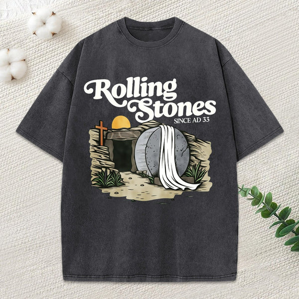 The Stone Was Rolled Away Christian Washed T-Shirt