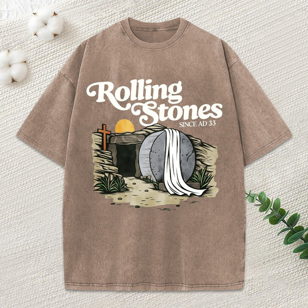 The Stone Was Rolled Away Christian Washed T-Shirt