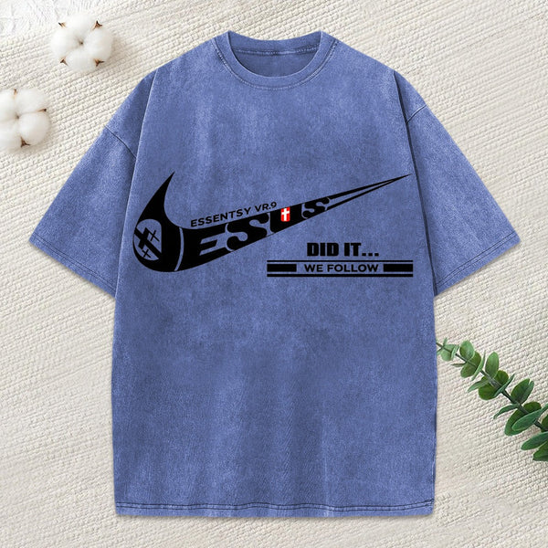 Jesus Did It Christian Washed T-Shirt