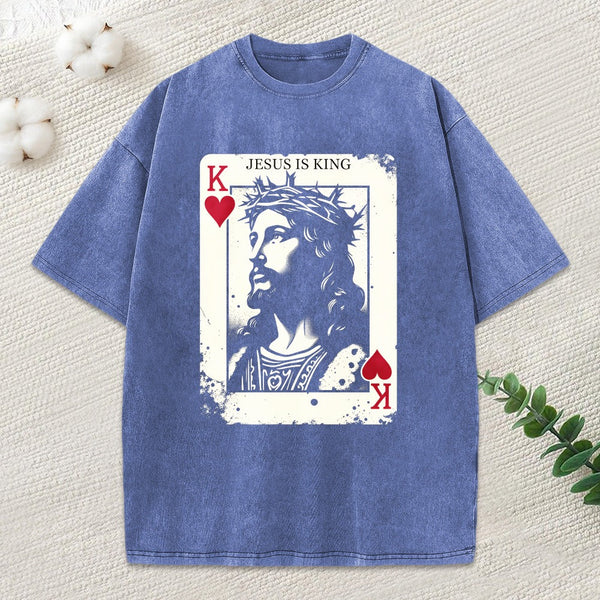 Jesus Is King Card Washed T-Shirt