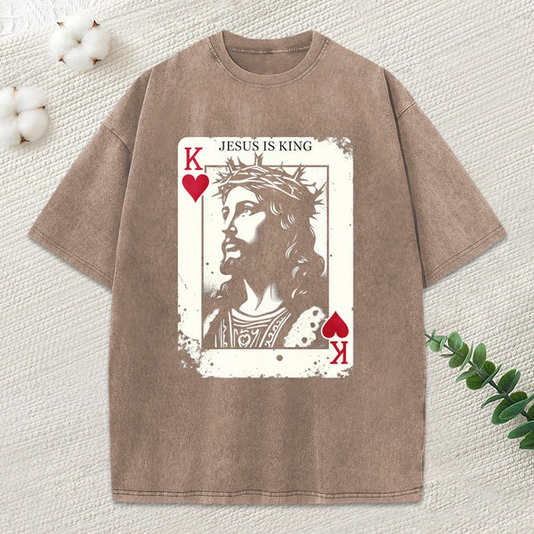 Jesus Is King Card Washed T-Shirt