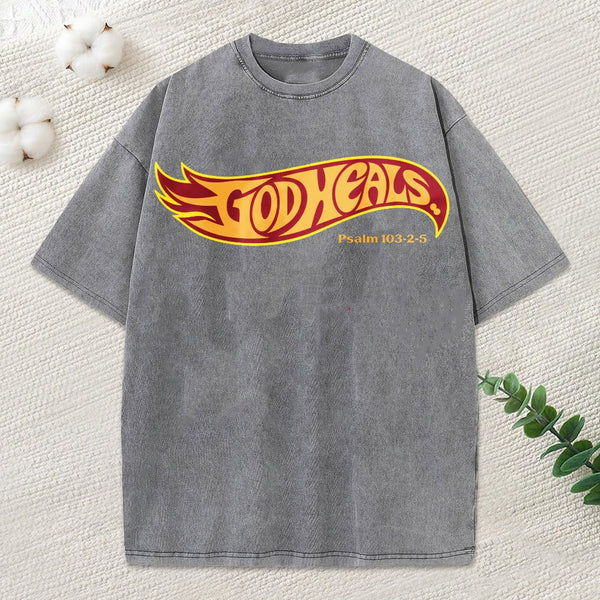 God Heals Christian Washed T-Shirt