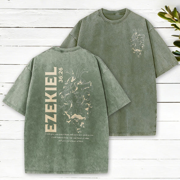 I Will Give You A New Heart And Put A New Spirit Christian Washed T-Shirt