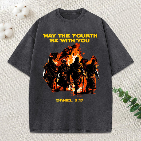 May The Fourth Be With You Christian Washed T-Shirt