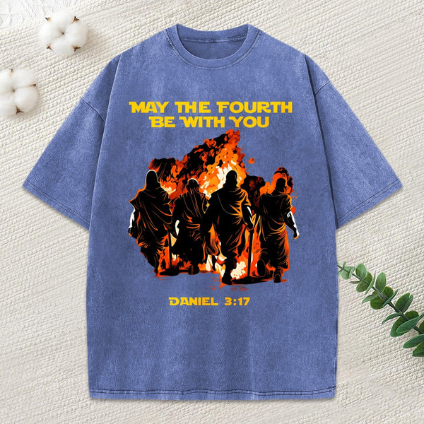 May The Fourth Be With You Christian Washed T-Shirt