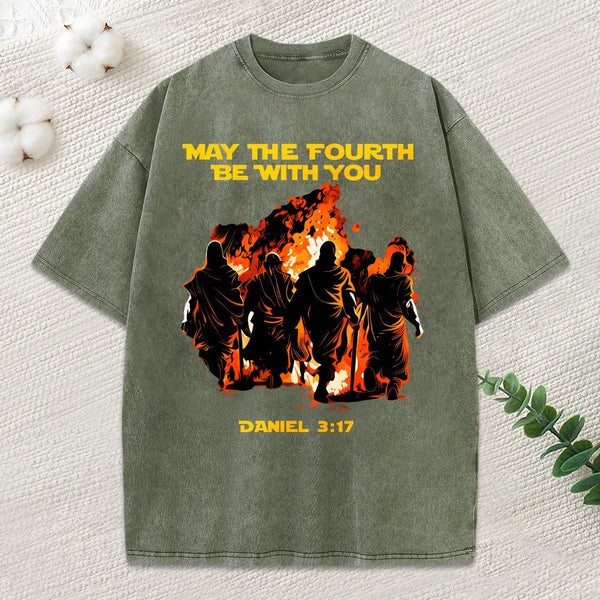 May The Fourth Be With You Christian Washed T-Shirt