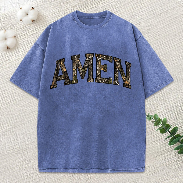 Amen Camouflage Christian Washed T-Shirt
