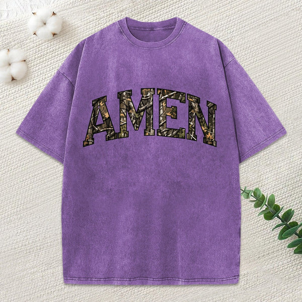 Amen Camouflage Christian Washed T-Shirt