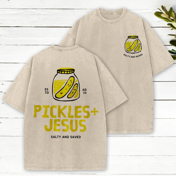 Pickles And Jesus Christian Washed T-Shirt