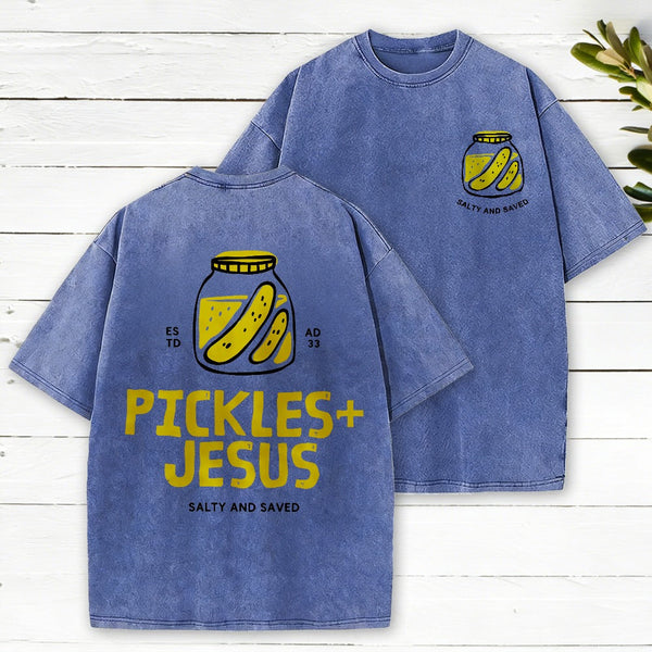 Pickles And Jesus Christian Washed T-Shirt
