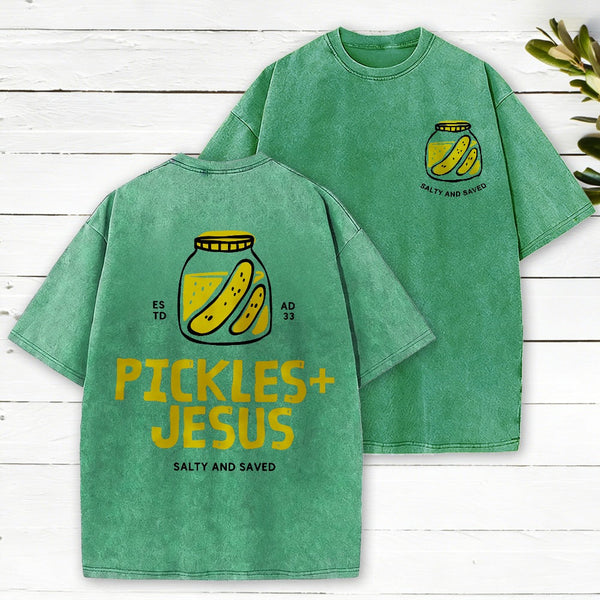 Pickles And Jesus Christian Washed T-Shirt