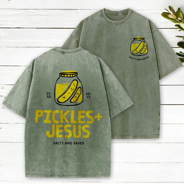 Pickles And Jesus Christian Washed T-Shirt