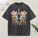 YHWH Floral Christian Washed T-Shirt