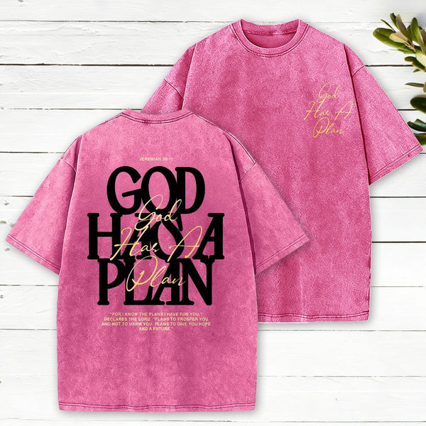 God Has A Plan Christian Washed T-Shirt
