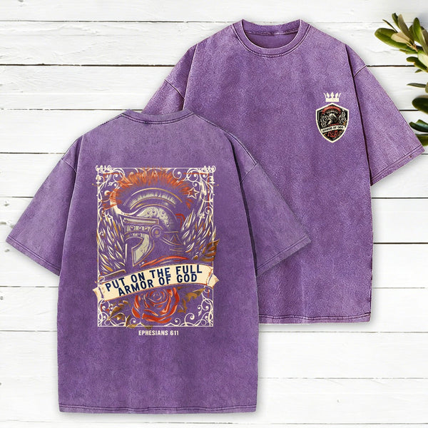 Armor Of God Christian Washed T-Shirt