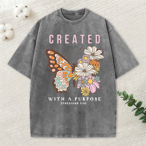 Created With A Purpose Christian Washed T-Shirt