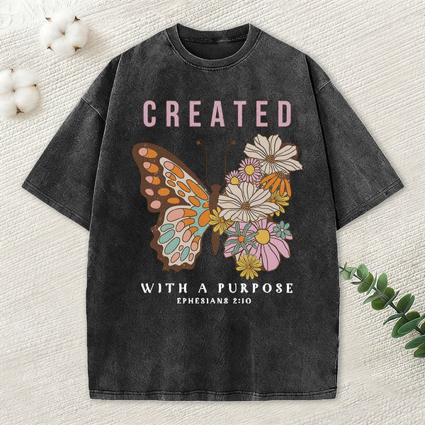 Created With A Purpose Christian Washed T-Shirt