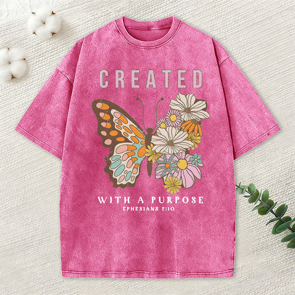Created With A Purpose Christian Washed T-Shirt
