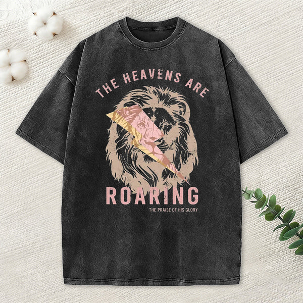 The Heavens Are Roaring Lion Christian Washed T-Shirt