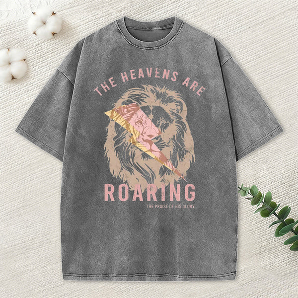 The Heavens Are Roaring Lion Christian Washed T-Shirt