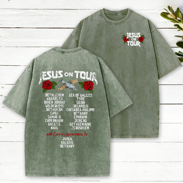 Jesus On Tour Christian Washed T-Shirt
