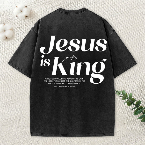 Jesus Is King Christian Washed T-Shirt