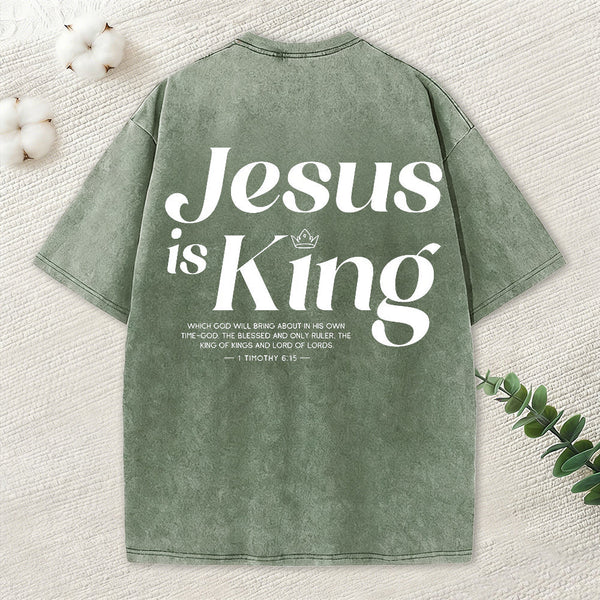 Jesus Is King Christian Washed T-Shirt