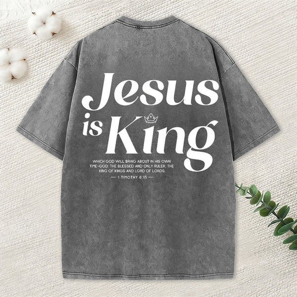 Jesus Is King Christian Washed T-Shirt
