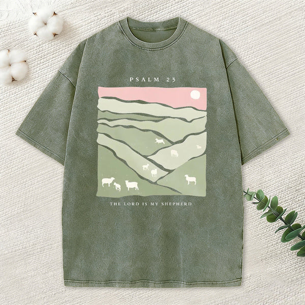 The Lord Is My Shepherd Christian Washed T-Shirt