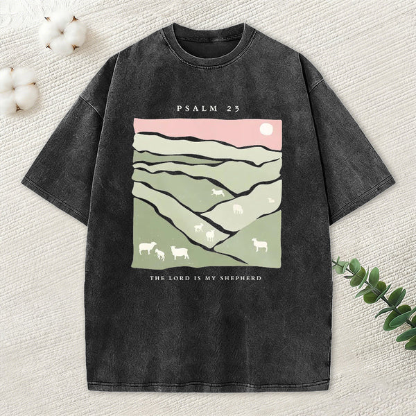 The Lord Is My Shepherd Christian Washed T-Shirt