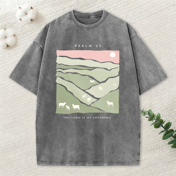 The Lord Is My Shepherd Christian Washed T-Shirt