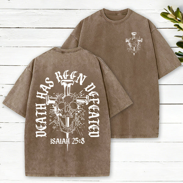 Death Has Been Defeated Christian Washed T-Shirt