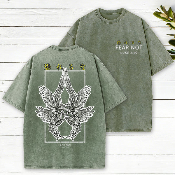 Fear Not Winged Prayer Christian Washed T-Shirt