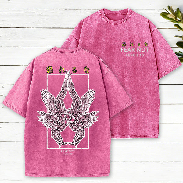 Fear Not Winged Prayer Christian Washed T-Shirt