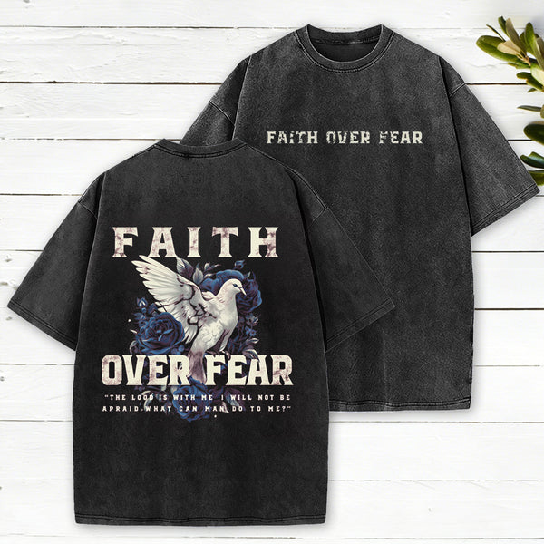 Faith Over Fear Christian Washed T-Shirt