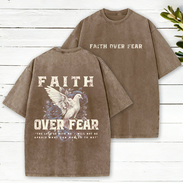 Faith Over Fear Christian Washed T-Shirt