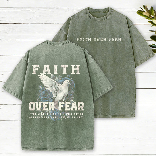 Faith Over Fear Christian Washed T-Shirt