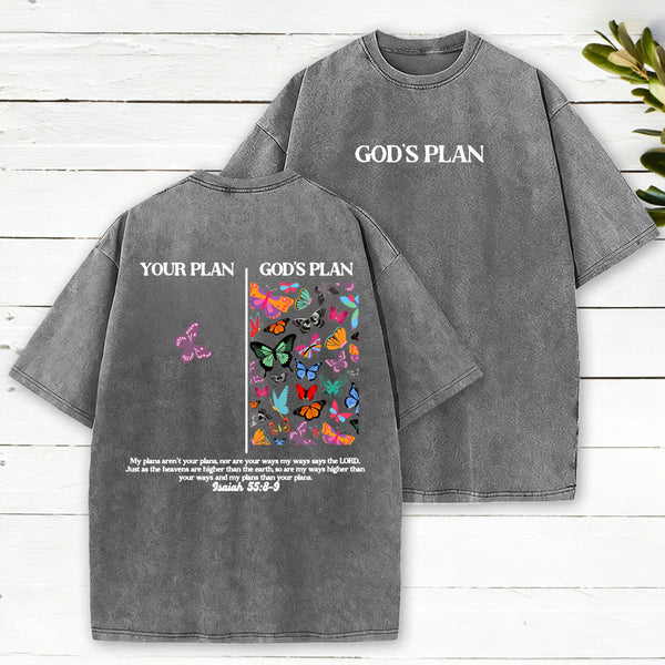 Your Plan And God's Plan Christian Washed T-Shirt