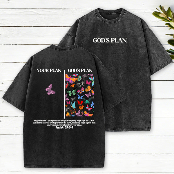 Your Plan And God's Plan Christian Washed T-Shirt