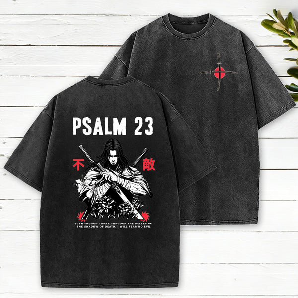 Psalm 23 Fear No Evil Aesthetic Mens Christian Washed T-Shirt