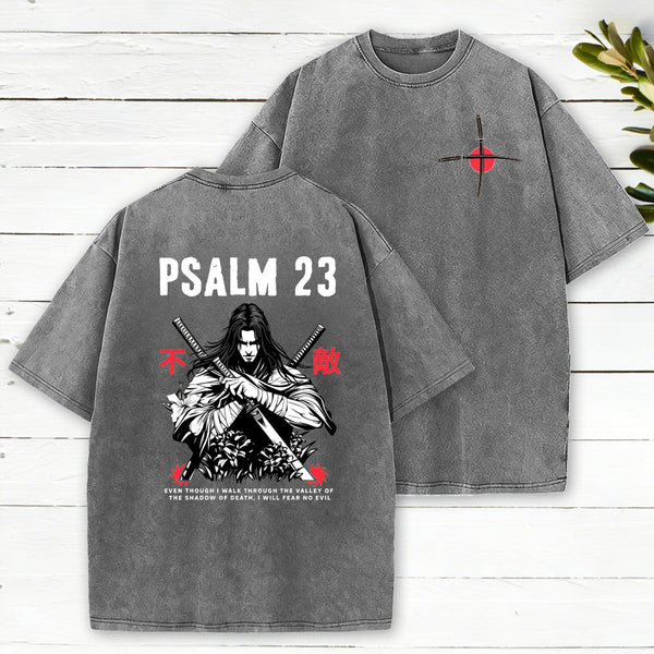 Psalm 23 Fear No Evil Aesthetic Mens Christian Washed T-Shirt