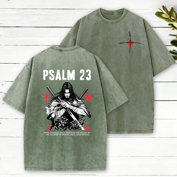Psalm 23 Fear No Evil Aesthetic Mens Christian Washed T-Shirt
