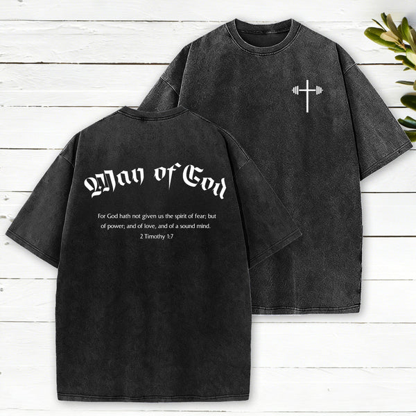 Man of God Christian Washed T-Shirt