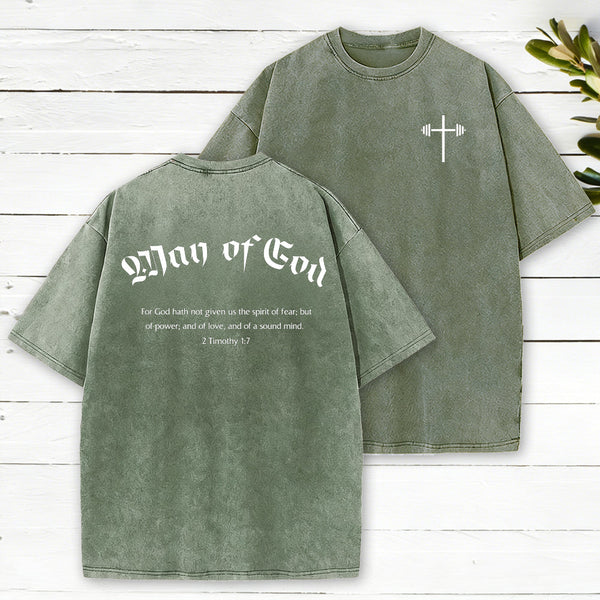 Man of God Christian Washed T-Shirt