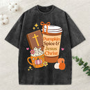 Pumpkin Spice And Jesus Christ Christian Washed T-Shirt