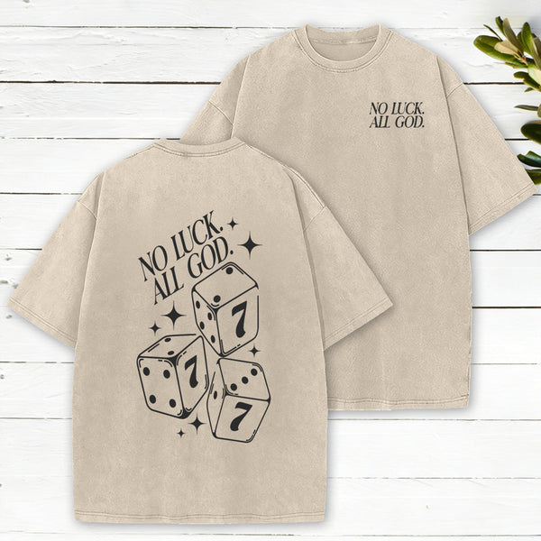 No Luck All God Christian Washed T-Shirt