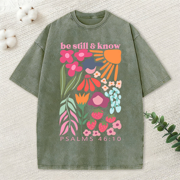 Be Still And Know Christian Washed T-Shirt