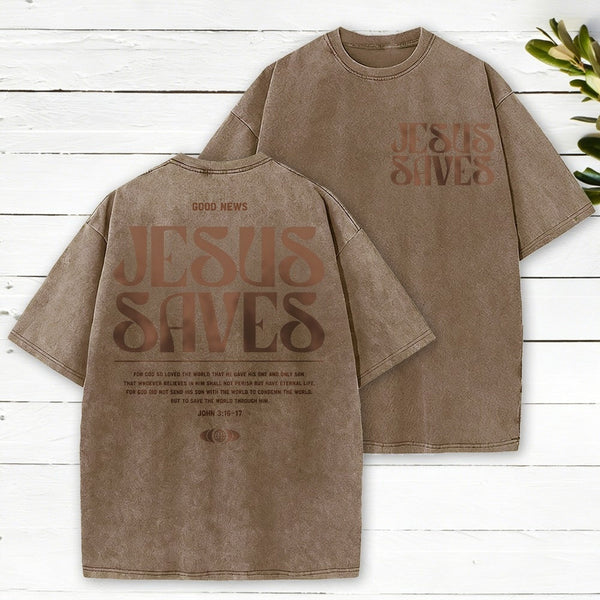 Jesus Saves Christian Washed T-Shirt