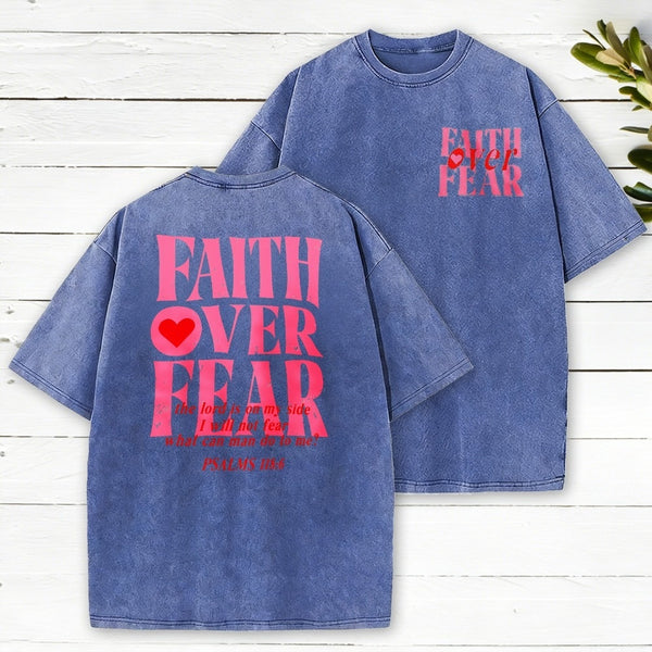 Faith Over Fear Christian Washed T-Shirt