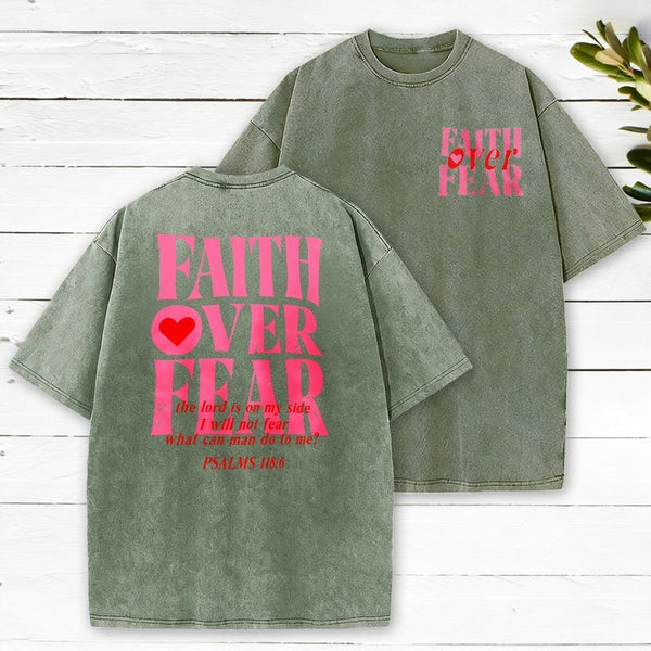 Faith Over Fear Christian Washed T-Shirt